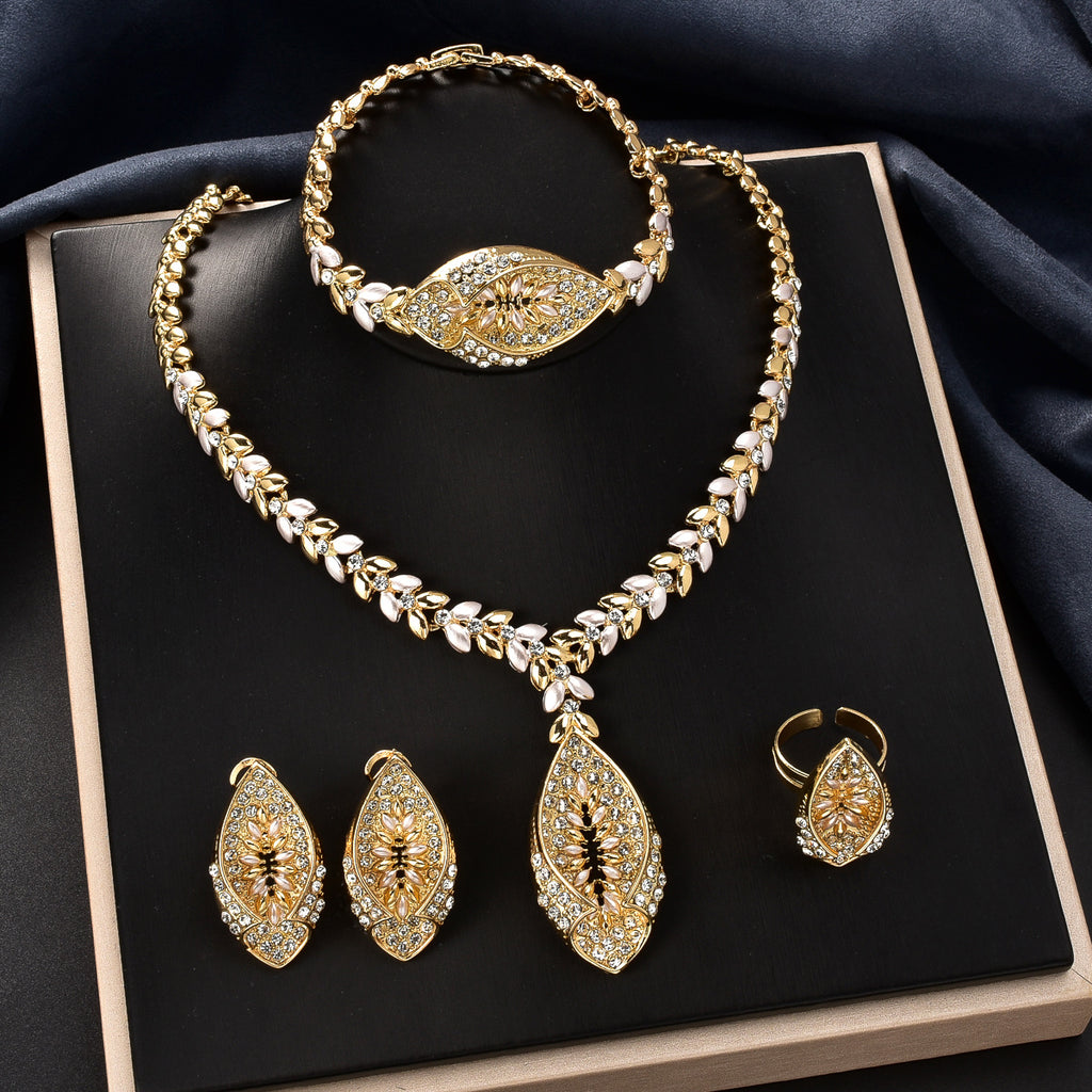 MakerVid™ Elegant Middle-Eastern Bridal Gold Jewelry Set for Weddings