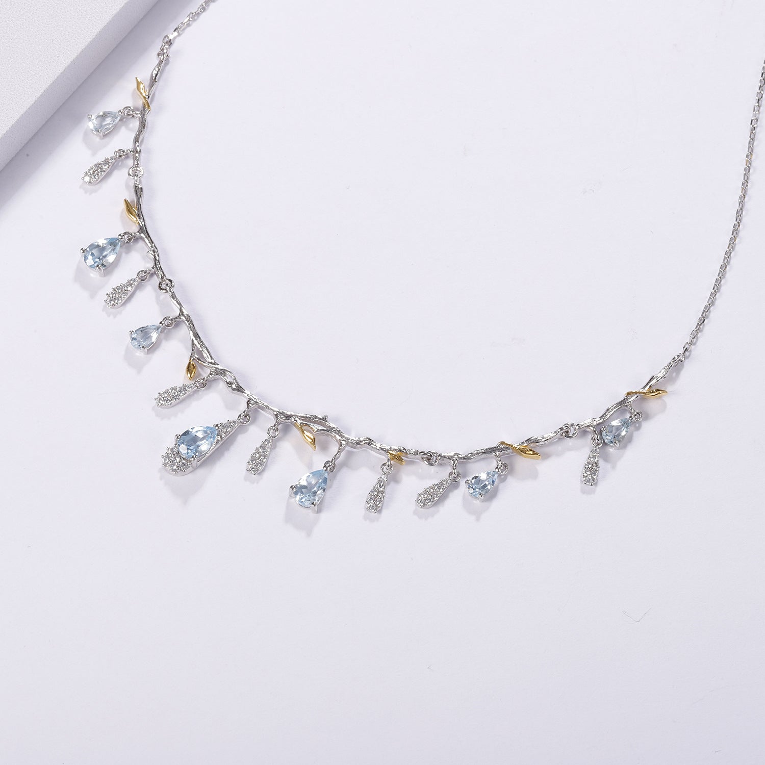 MakerVid™ Natural Topaz 925 Sterling Silver Bridal Drop Necklace
