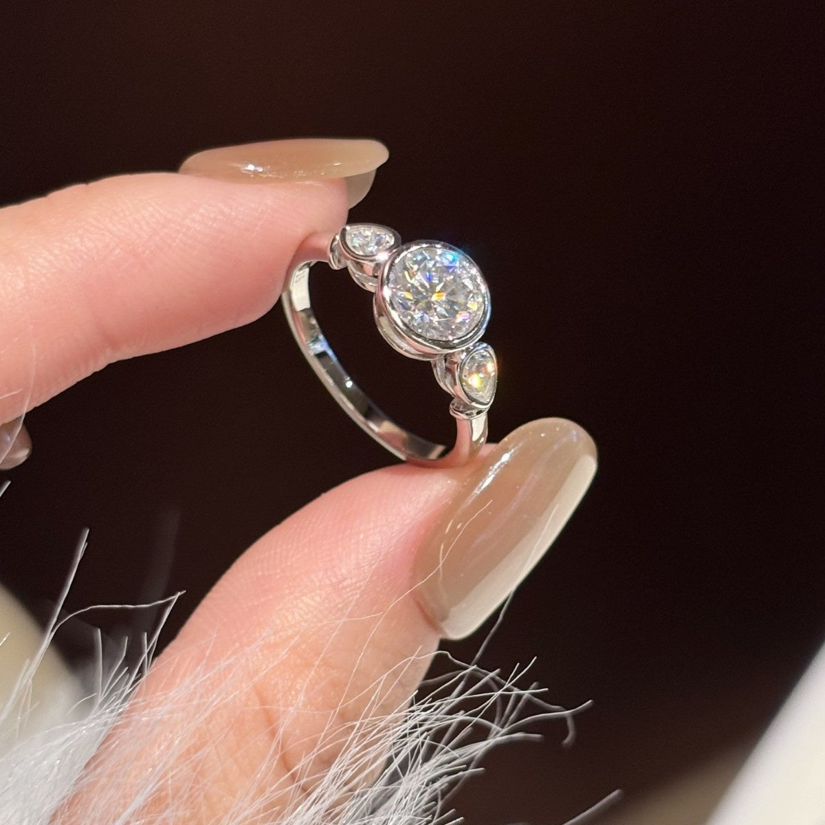 MakerVid™ Moissanite 3-Stone Engagement Ring | 925 Sterling Silver