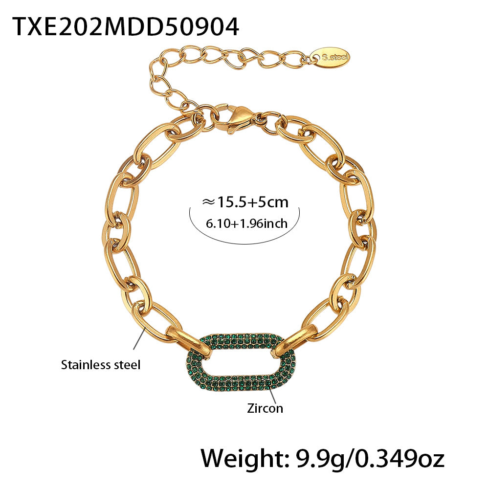 MakerVid™ Luxury Gold Link Bracelet with Pave Zirconia Accents