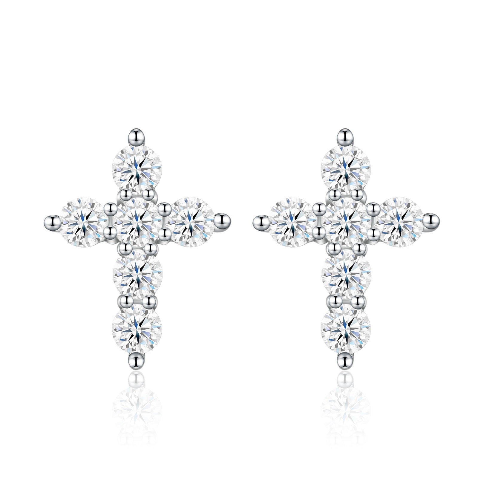 MakerVid Moissanite Cross Earrings - 925 Silver Wedding Bridal Studs