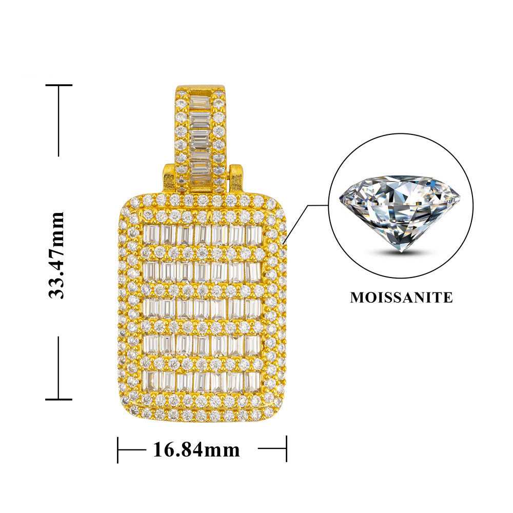 MakerVid™ Luxury Baguette Moissanite Rectangular Pendant - 925 Silver