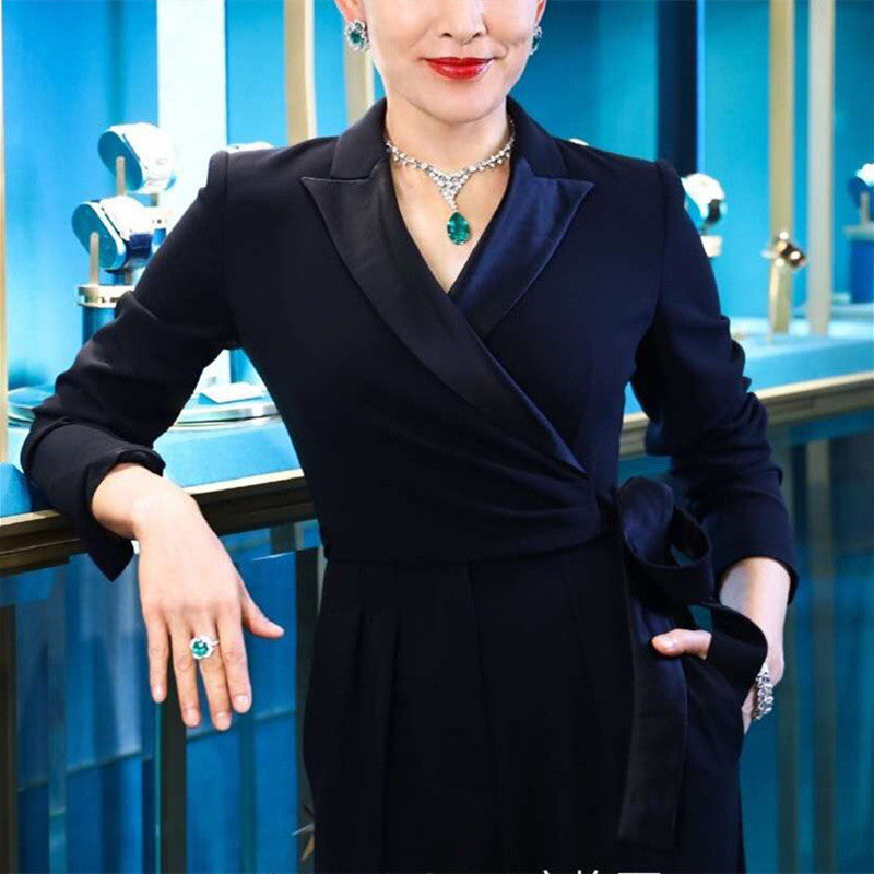 MakerVid™ Natural Emerald & Moissanite 925 Silver Luxury Necklace