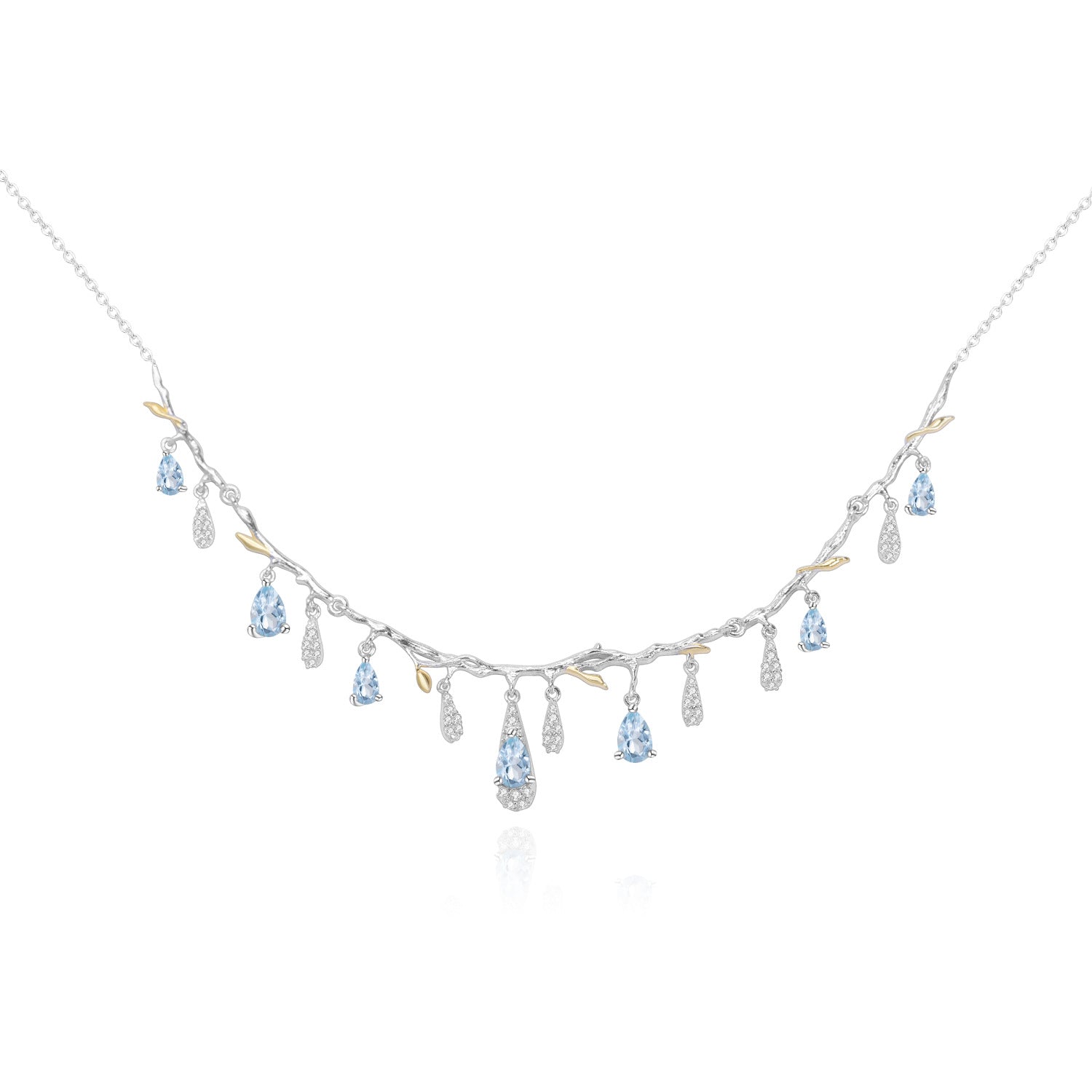 MakerVid™ Natural Topaz 925 Sterling Silver Bridal Drop Necklace