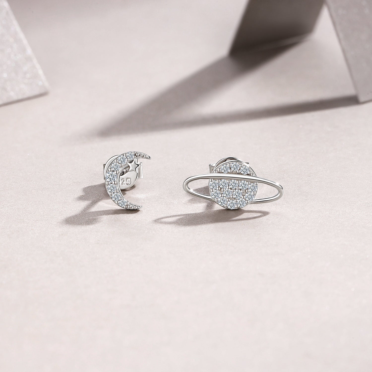 MakerVid™ Moissanite Moon & Star Studs | 925 Sterling Silver Luxury