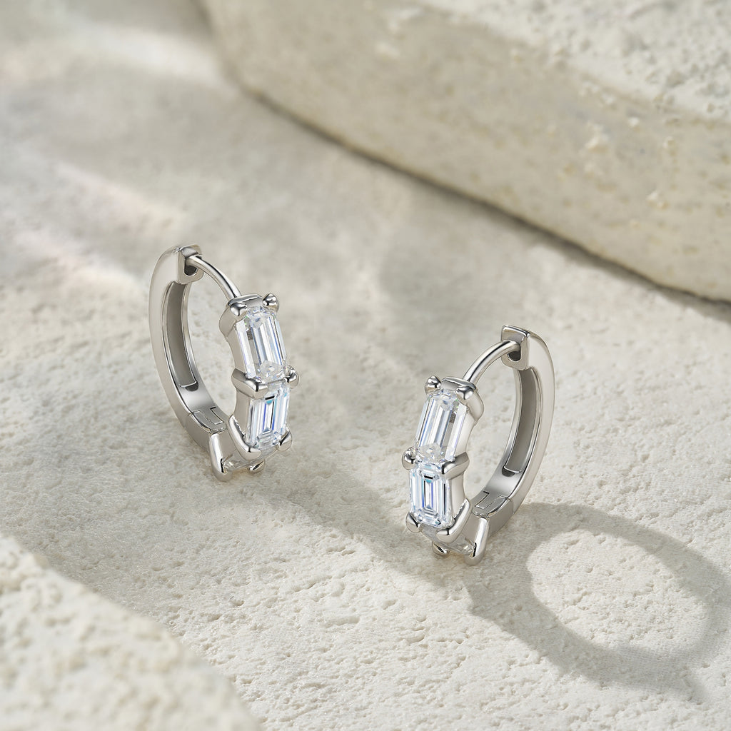 MakerVid™ Moissanite 925 Sterling Silver Huggie Hoop Wedding Earrings