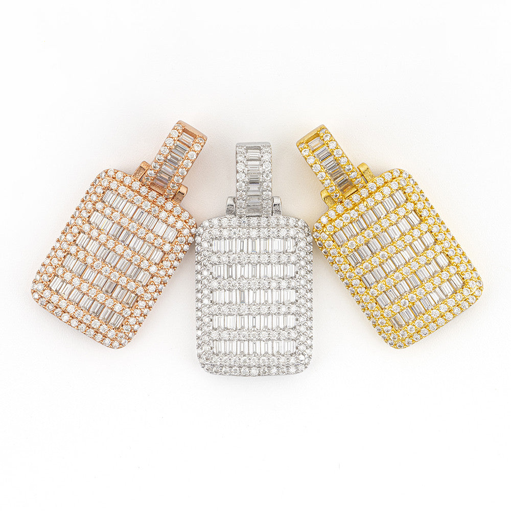 MakerVid™ Luxury Baguette Moissanite Rectangular Pendant - 925 Silver