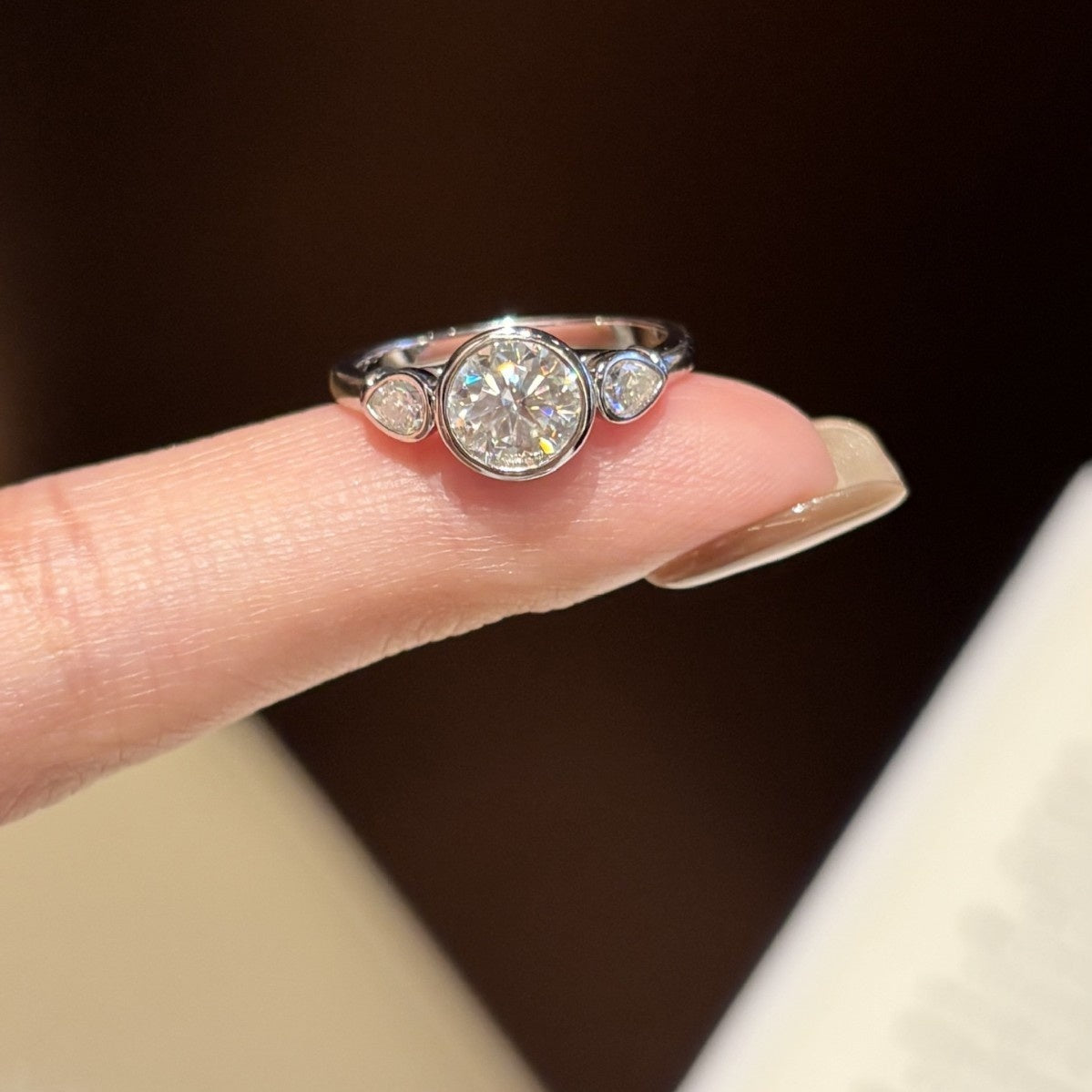 MakerVid™ Moissanite 3-Stone Engagement Ring | 925 Sterling Silver