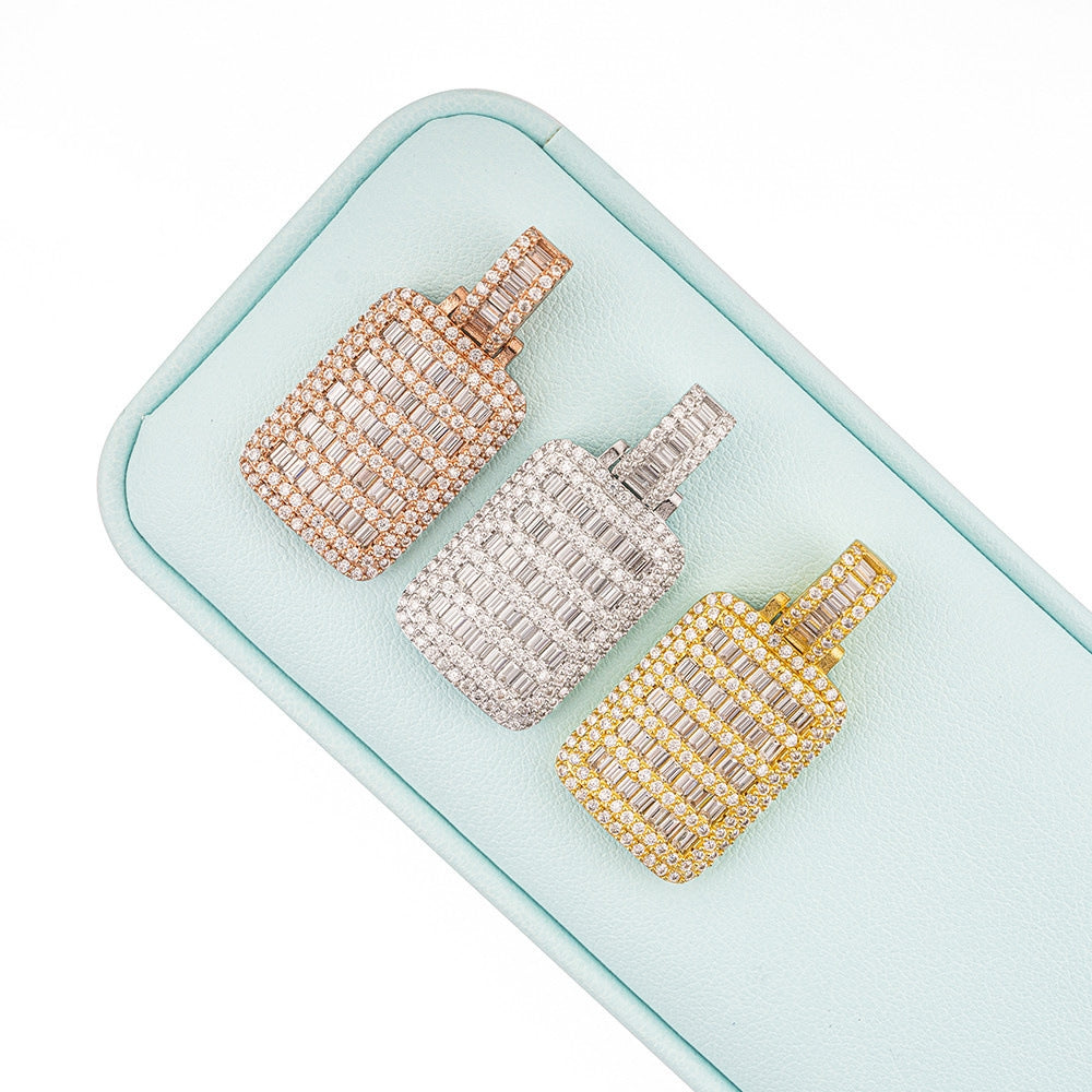 MakerVid™ Luxury Baguette Moissanite Rectangular Pendant - 925 Silver