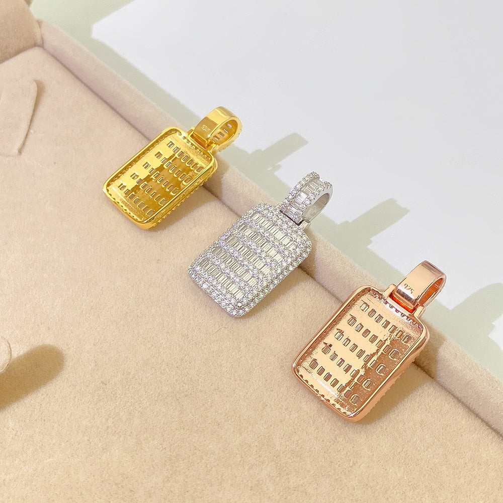 MakerVid™ Luxury Baguette Moissanite Rectangular Pendant - 925 Silver