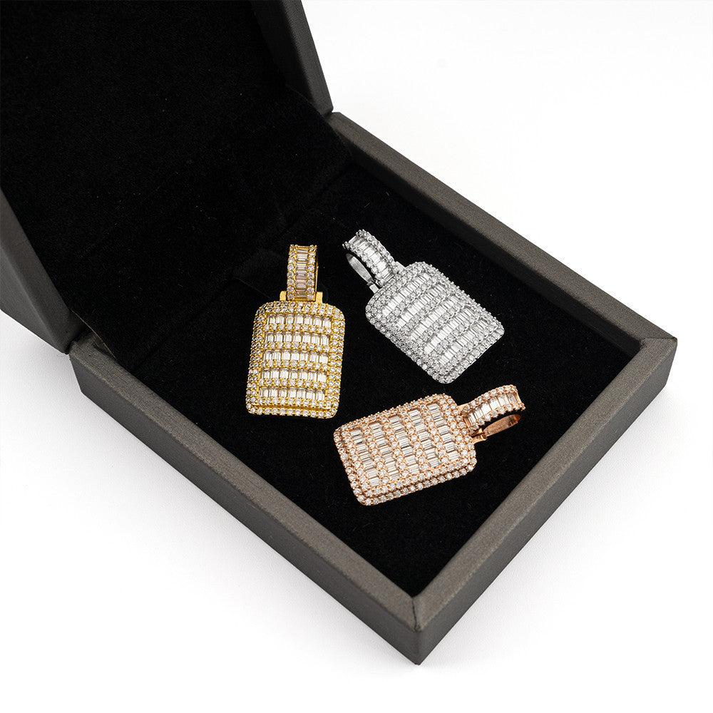 MakerVid™ Luxury Baguette Moissanite Rectangular Pendant - 925 Silver