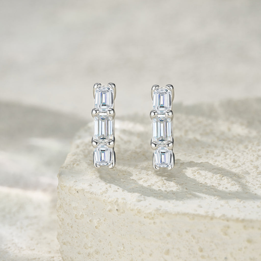 MakerVid™ Moissanite 925 Sterling Silver Huggie Hoop Wedding Earrings
