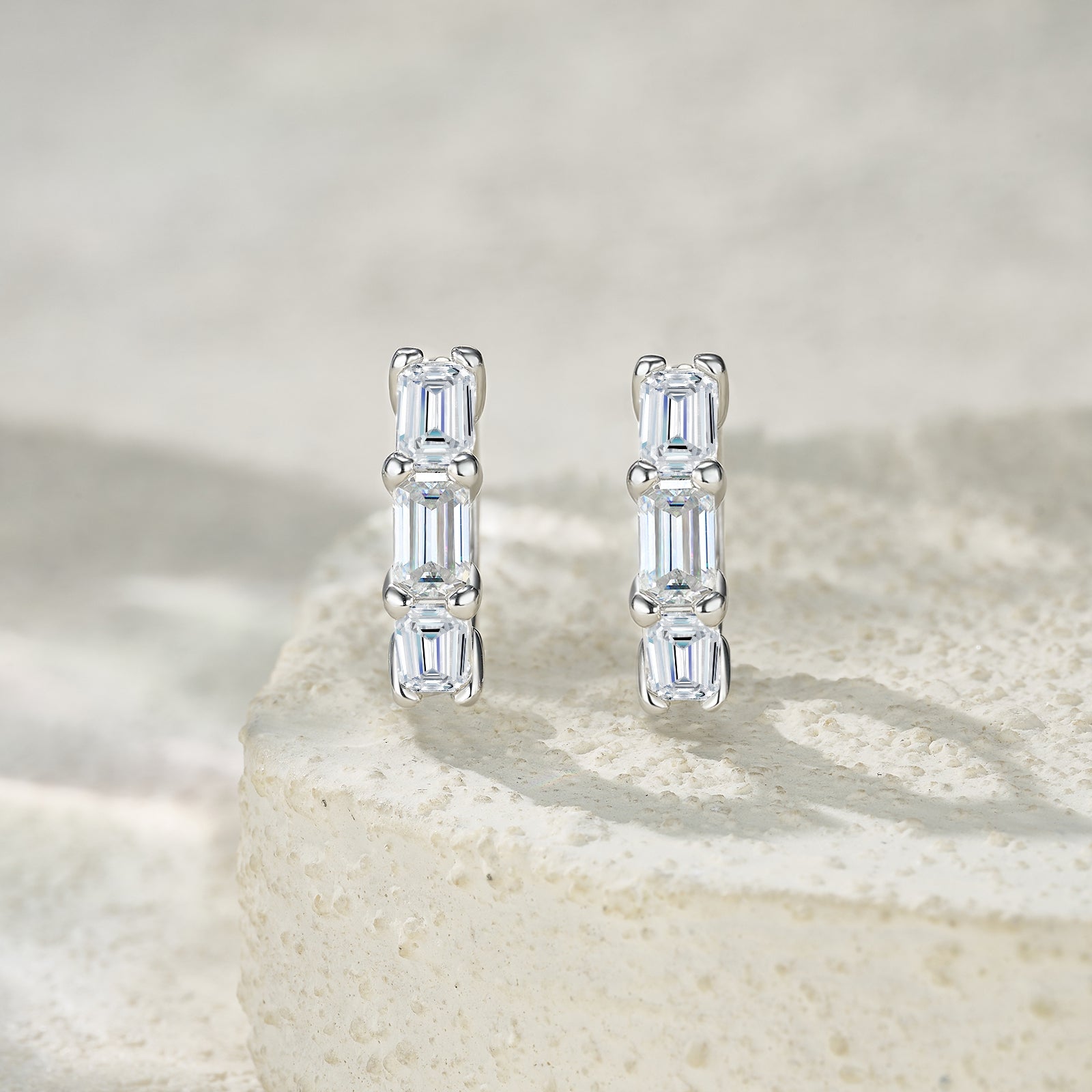 MakerVid™ Moissanite 925 Sterling Silver Huggie Hoop Wedding Earrings