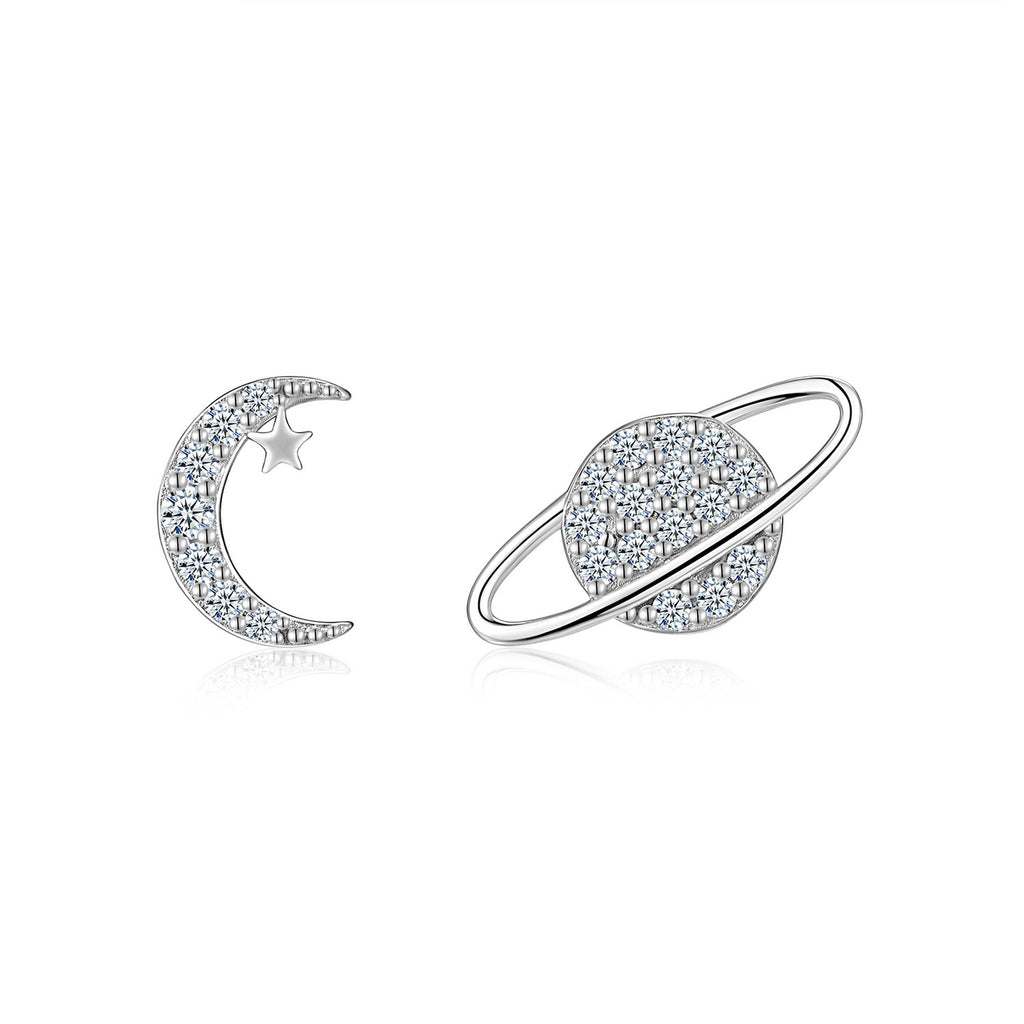 MakerVid™ Moissanite Moon & Star Studs | 925 Sterling Silver Luxury