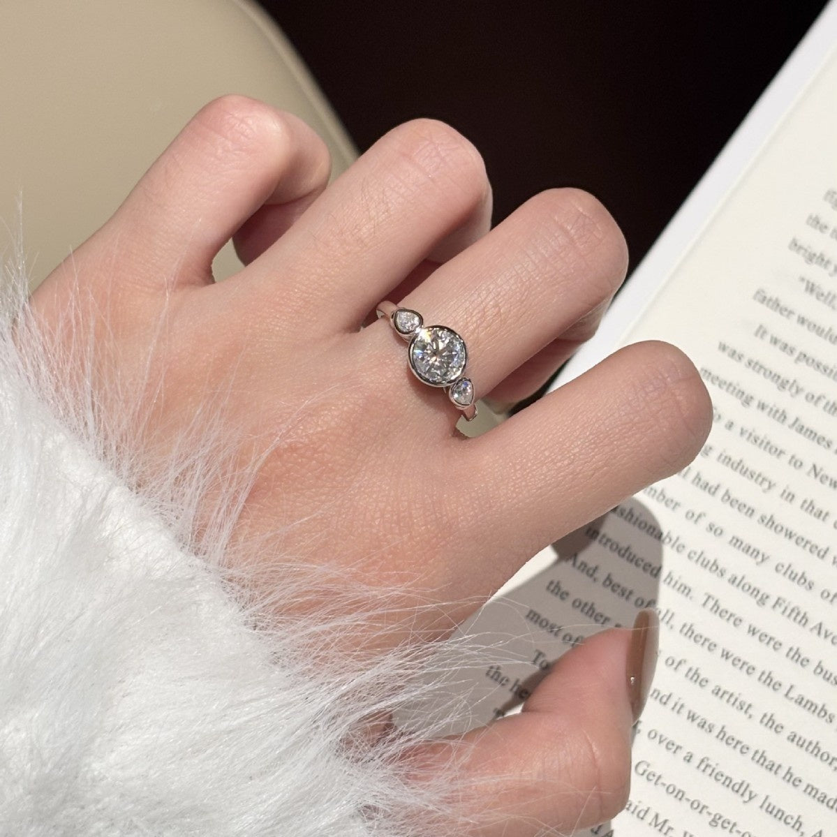 MakerVid™ Moissanite 3-Stone Engagement Ring | 925 Sterling Silver