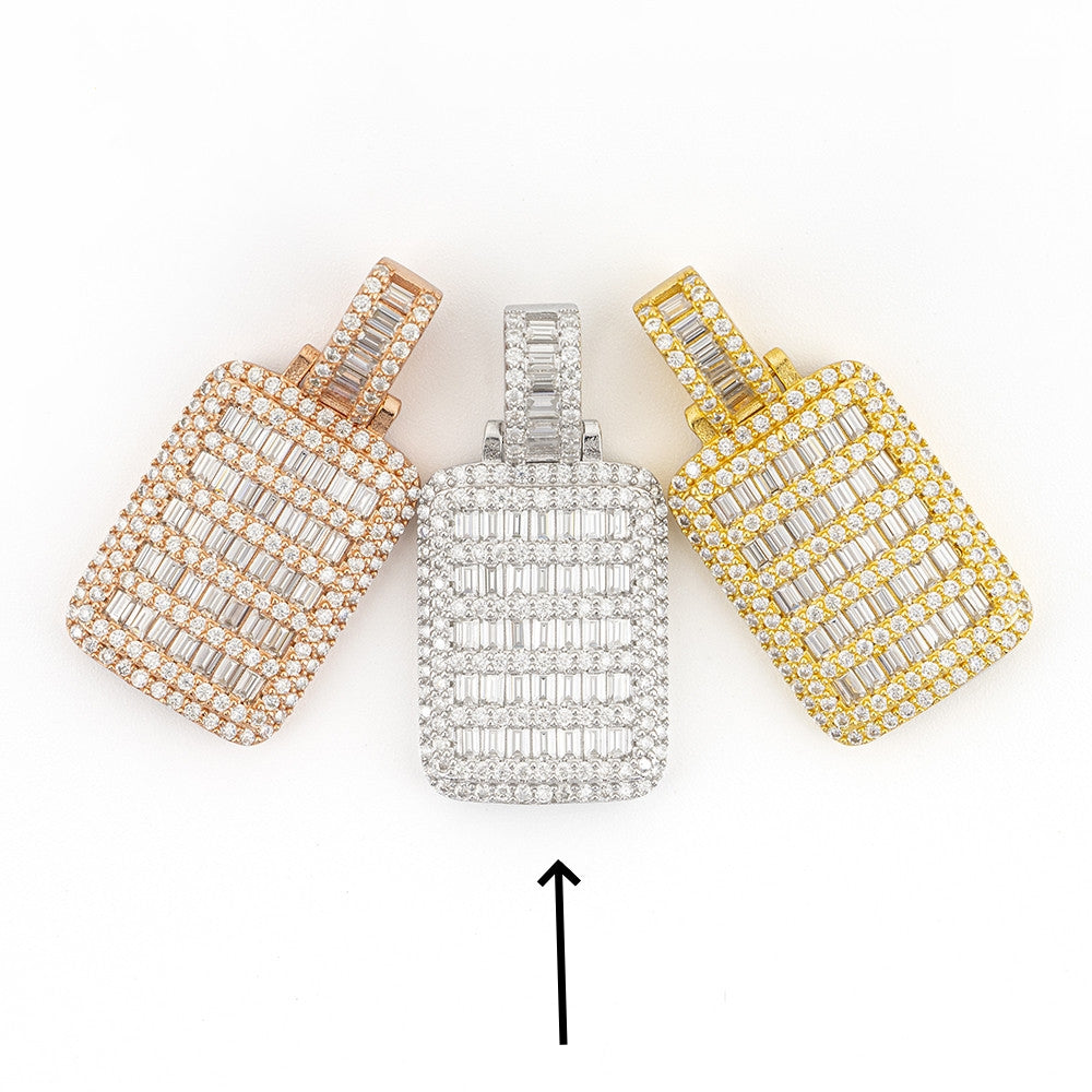 MakerVid™ Luxury Baguette Moissanite Rectangular Pendant - 925 Silver