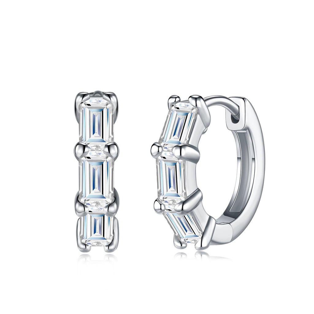 MakerVid™ Moissanite 925 Sterling Silver Huggie Hoop Wedding Earrings
