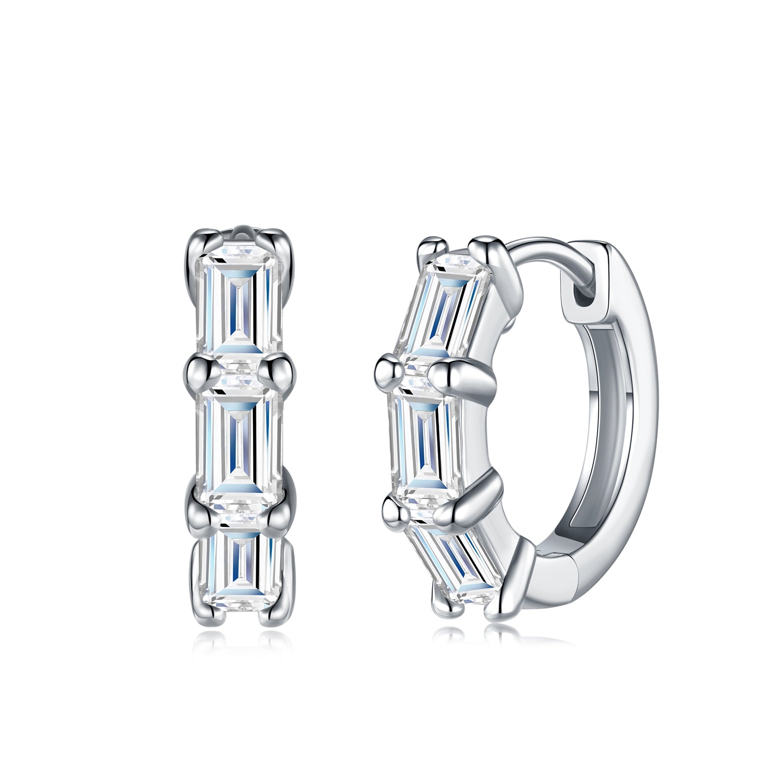 MakerVid™ Moissanite 925 Sterling Silver Huggie Hoop Wedding Earrings