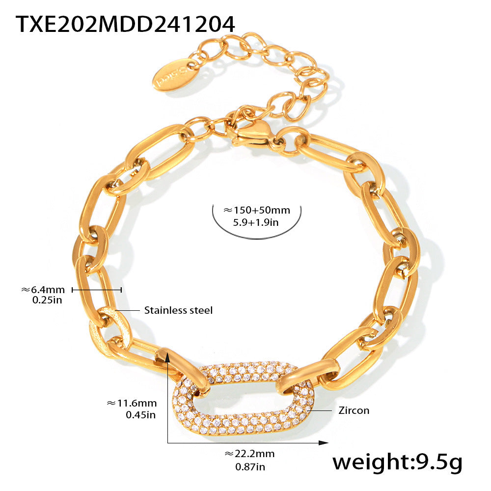 MakerVid™ Luxury Gold Link Bracelet with Pave Zirconia Accents