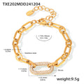 MakerVid™ Luxury Gold Link Bracelet with Pave Zirconia Accents