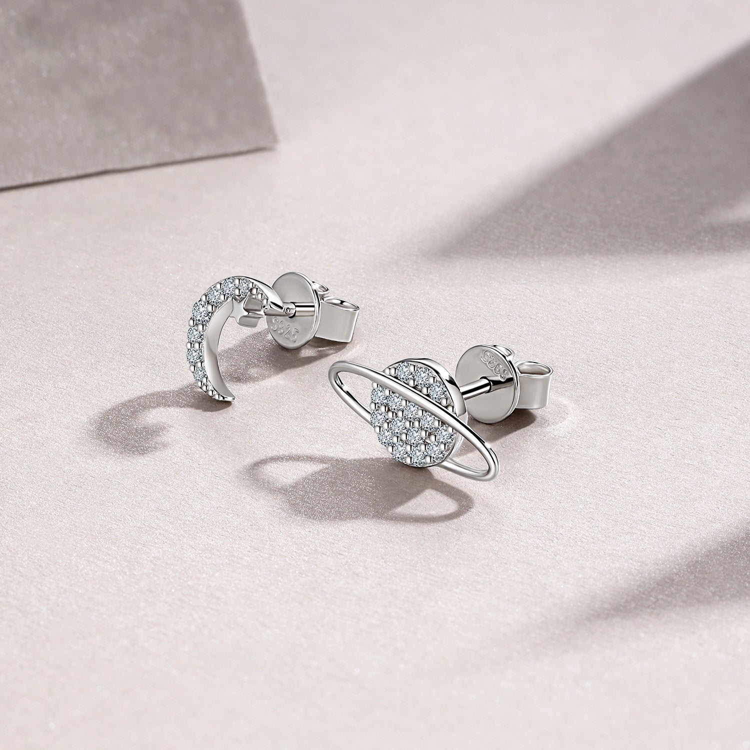 MakerVid™ Moissanite Moon & Star Studs | 925 Sterling Silver Luxury