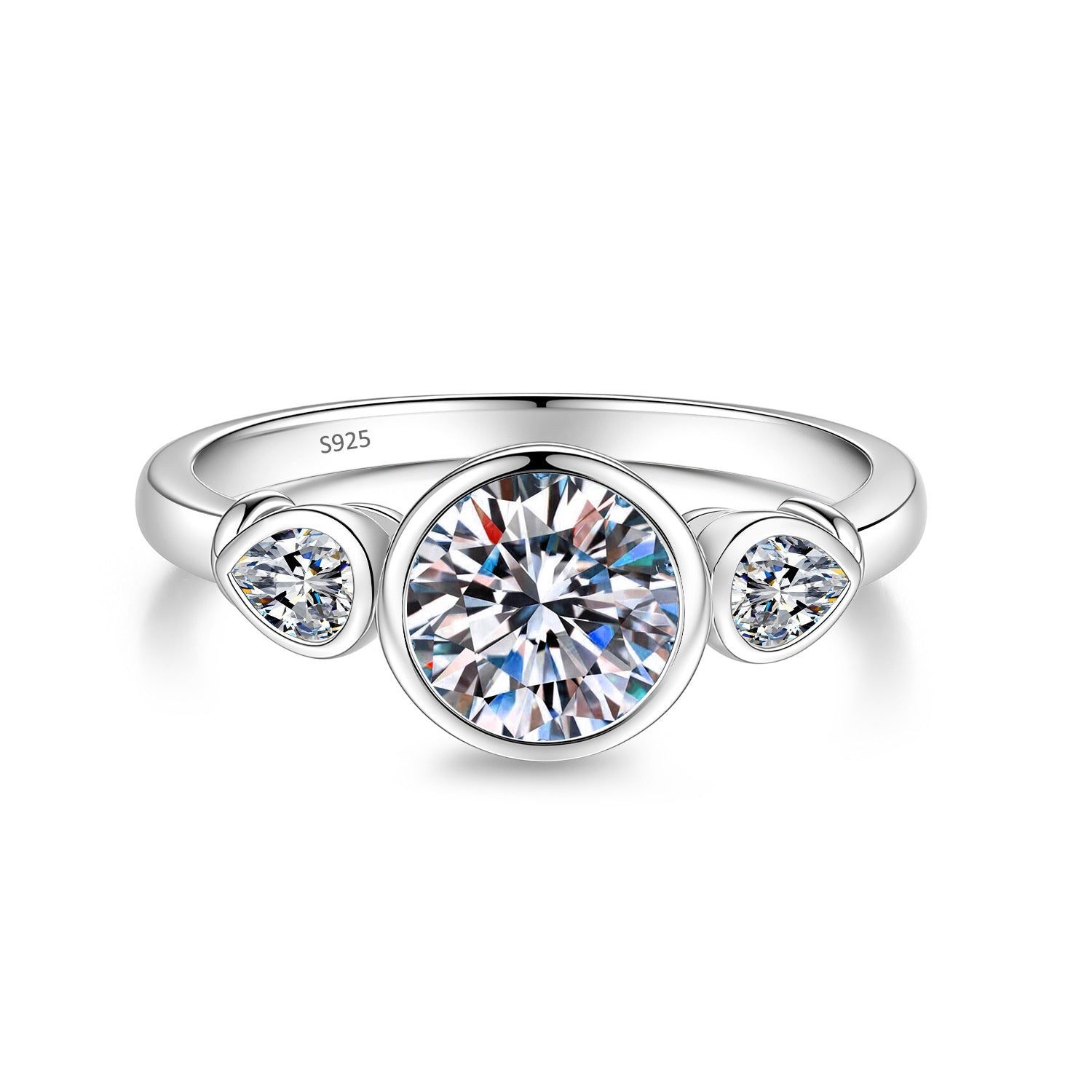 MakerVid™ Moissanite 3-Stone Engagement Ring | 925 Sterling Silver