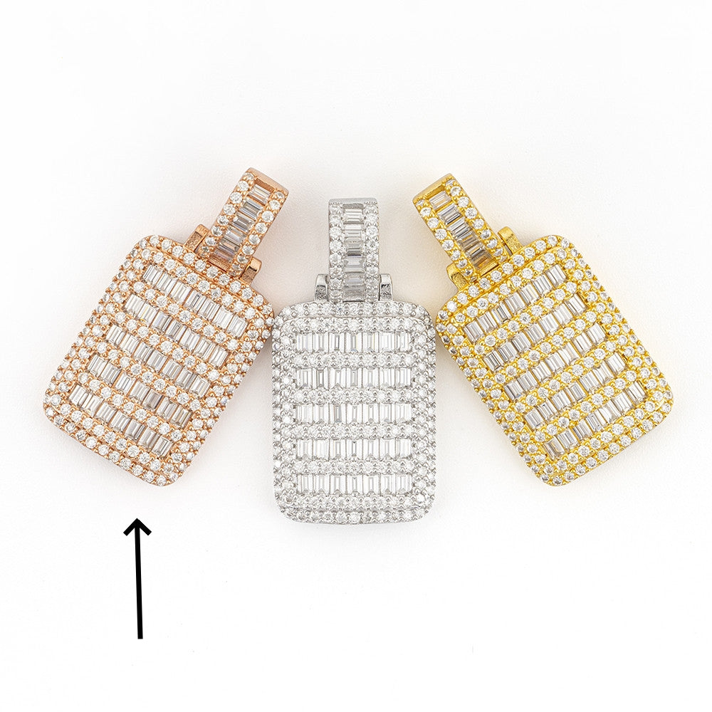 MakerVid™ Luxury Baguette Moissanite Rectangular Pendant - 925 Silver