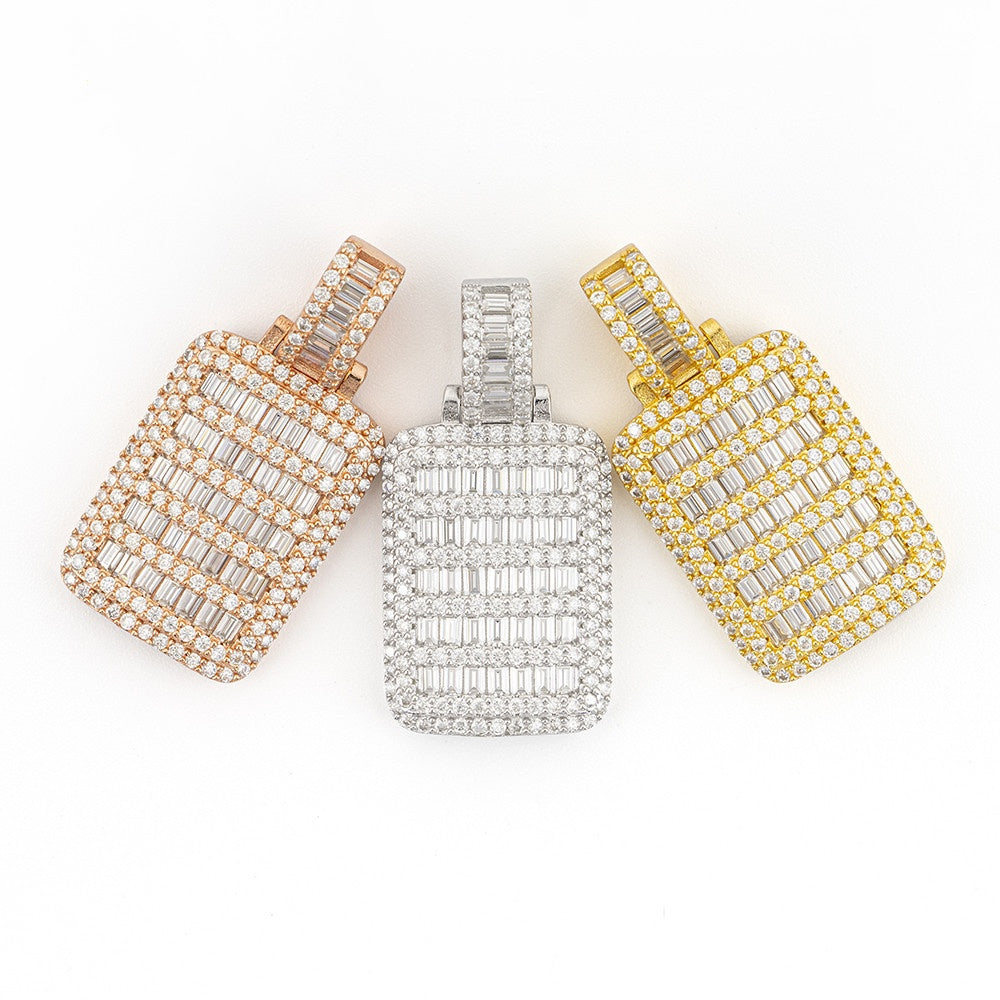 MakerVid™ Luxury Baguette Moissanite Rectangular Pendant - 925 Silver