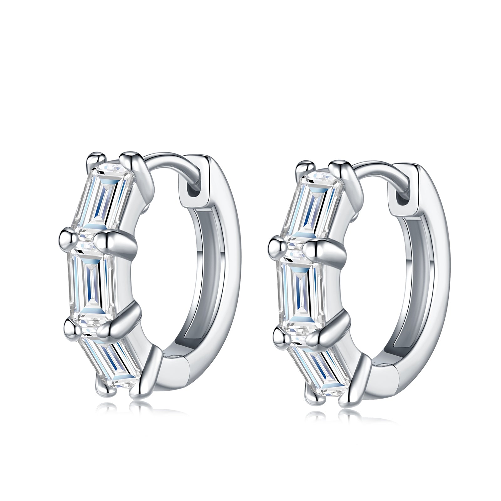 MakerVid™ Moissanite 925 Sterling Silver Huggie Hoop Wedding Earrings